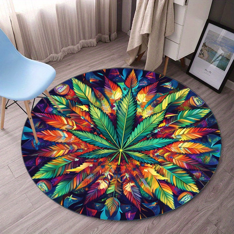 Home Bathroom Door Design - Tappeto rotondo con piume colorate Mandala,