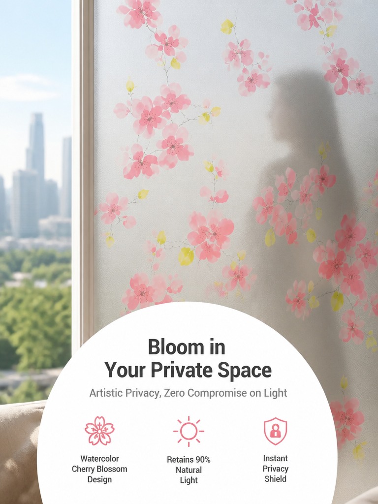 Home Office Bathroom - Pellicola per Finestre Satinata per Privacy,