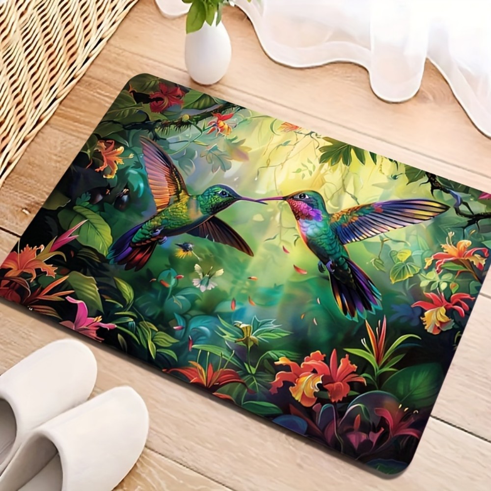 Home Bathroom Door Design - VIKAMA Tappetino dal design tropicale colibrì