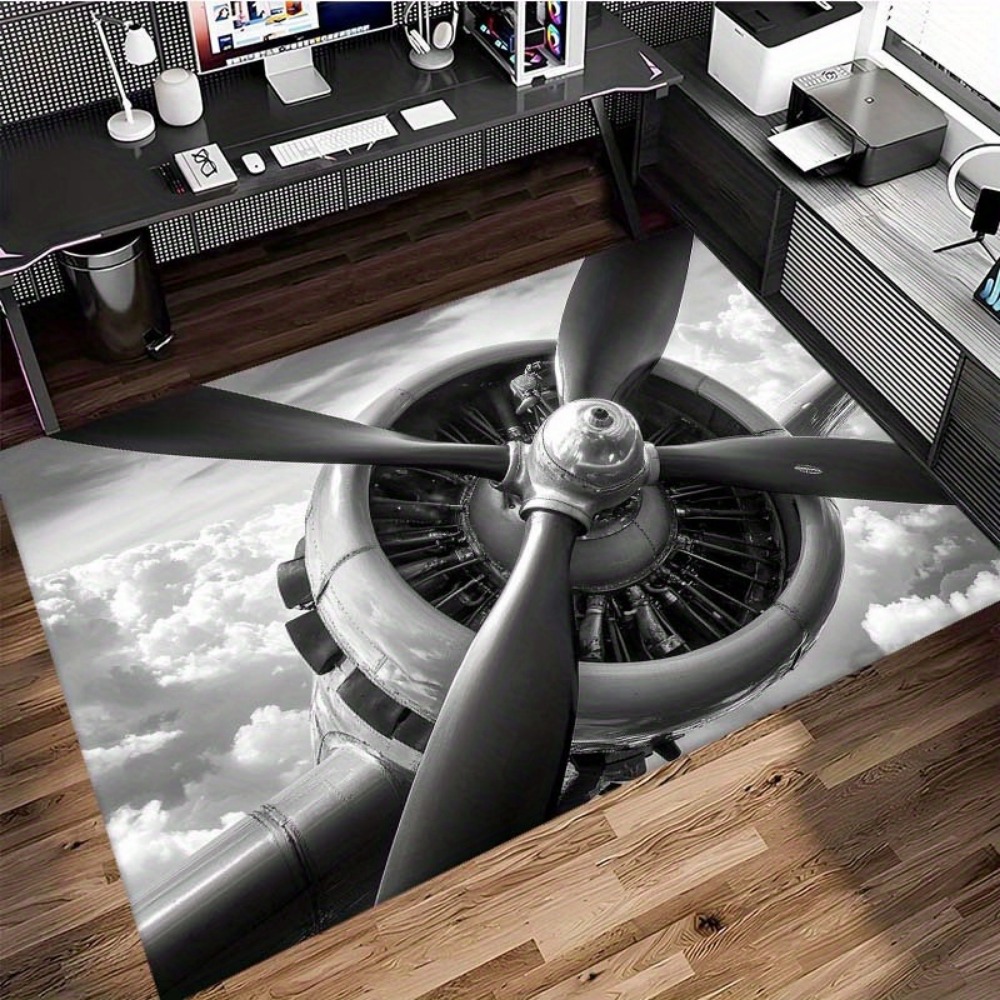 Jet Home Bathroom Mats - Tappeto Decorativo Ispirato all'Aviazione con Motore