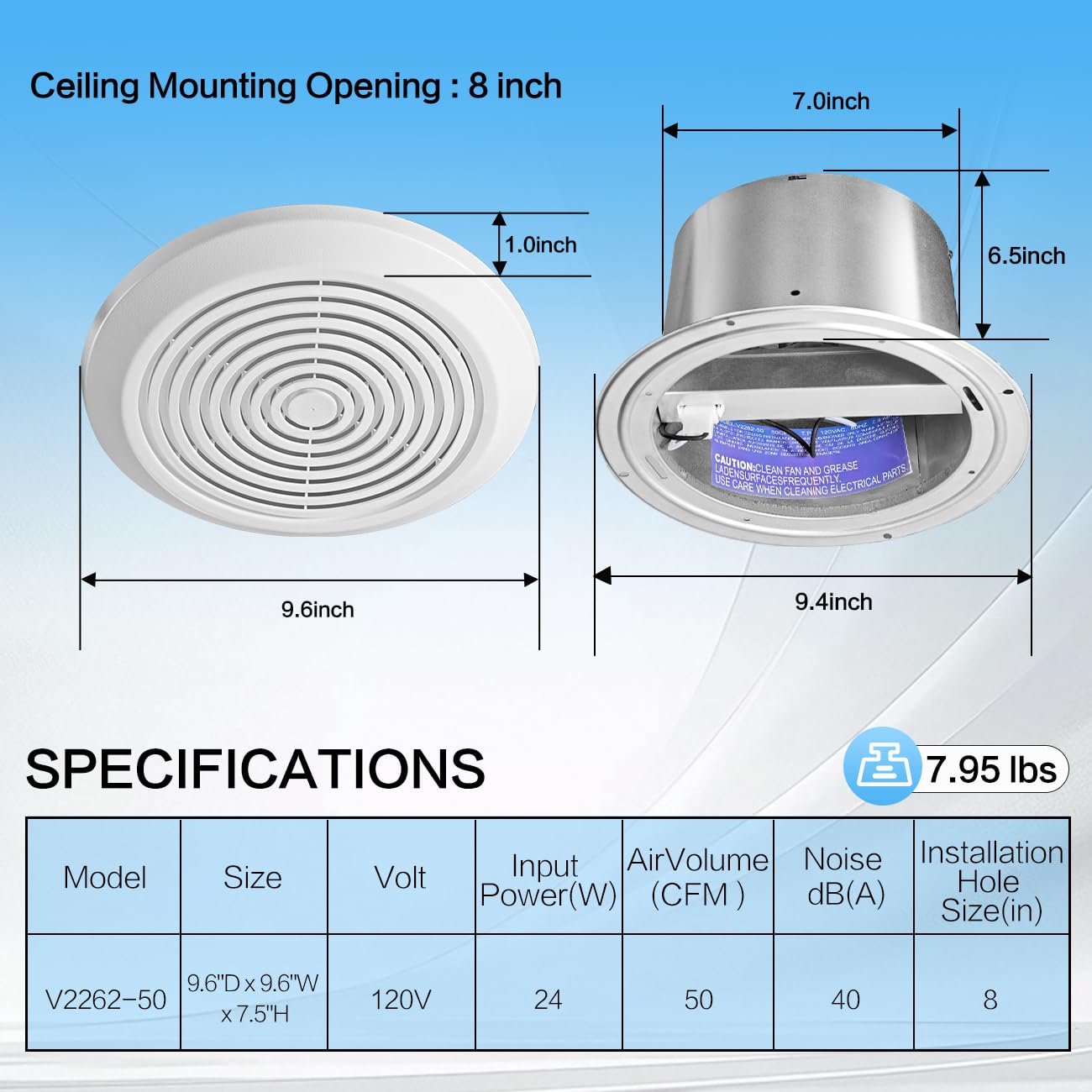 V2262-50 Ventilatore da soffit - Home Bathroom Vent Fans recensione e prezzo
