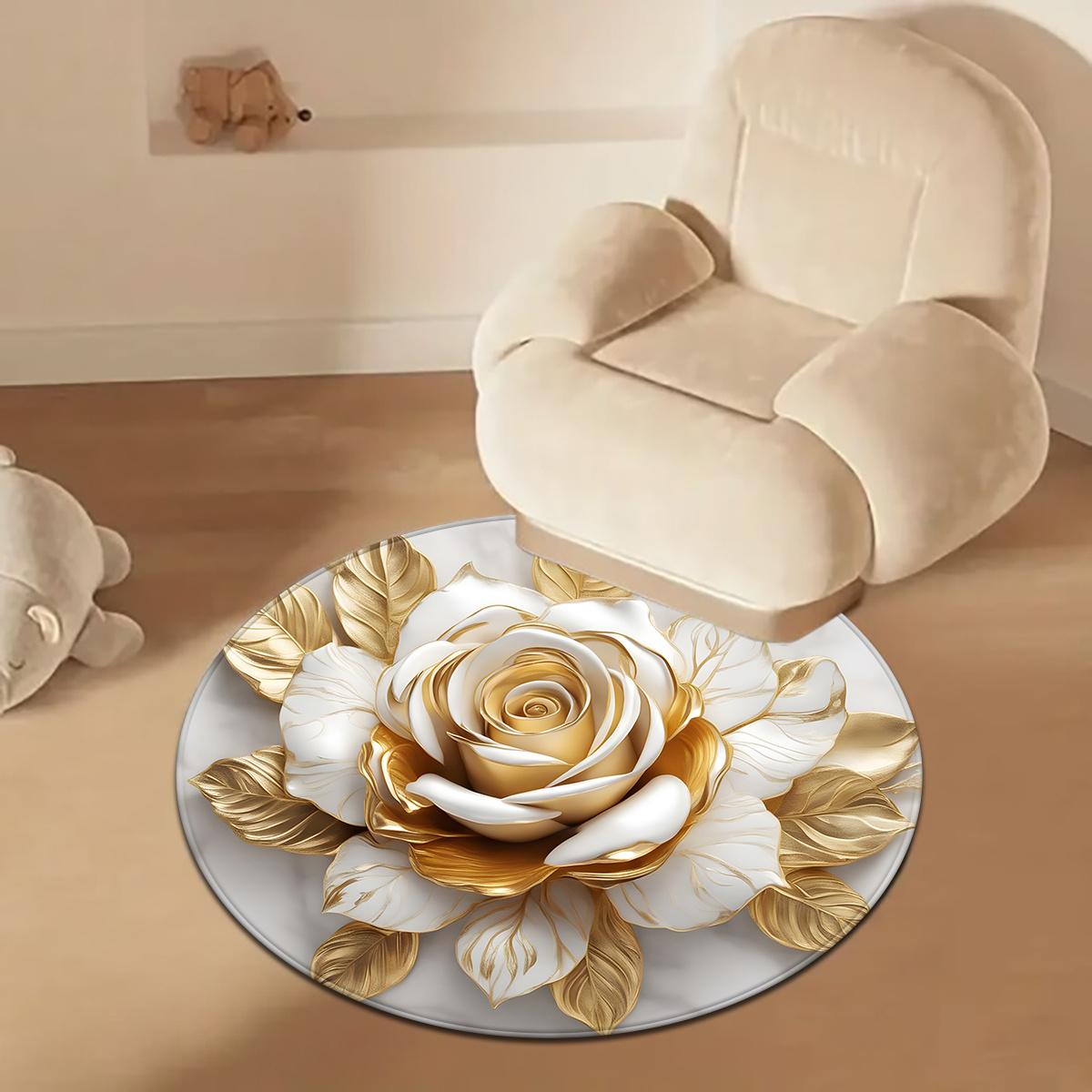 Tappeto rotondo bianco oro ros - Home Bathroom Door Design recensione e prezzo
